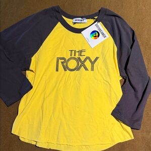 Daydreamer Yellow and Black Raglan 'The Roxy' Tee sz M
